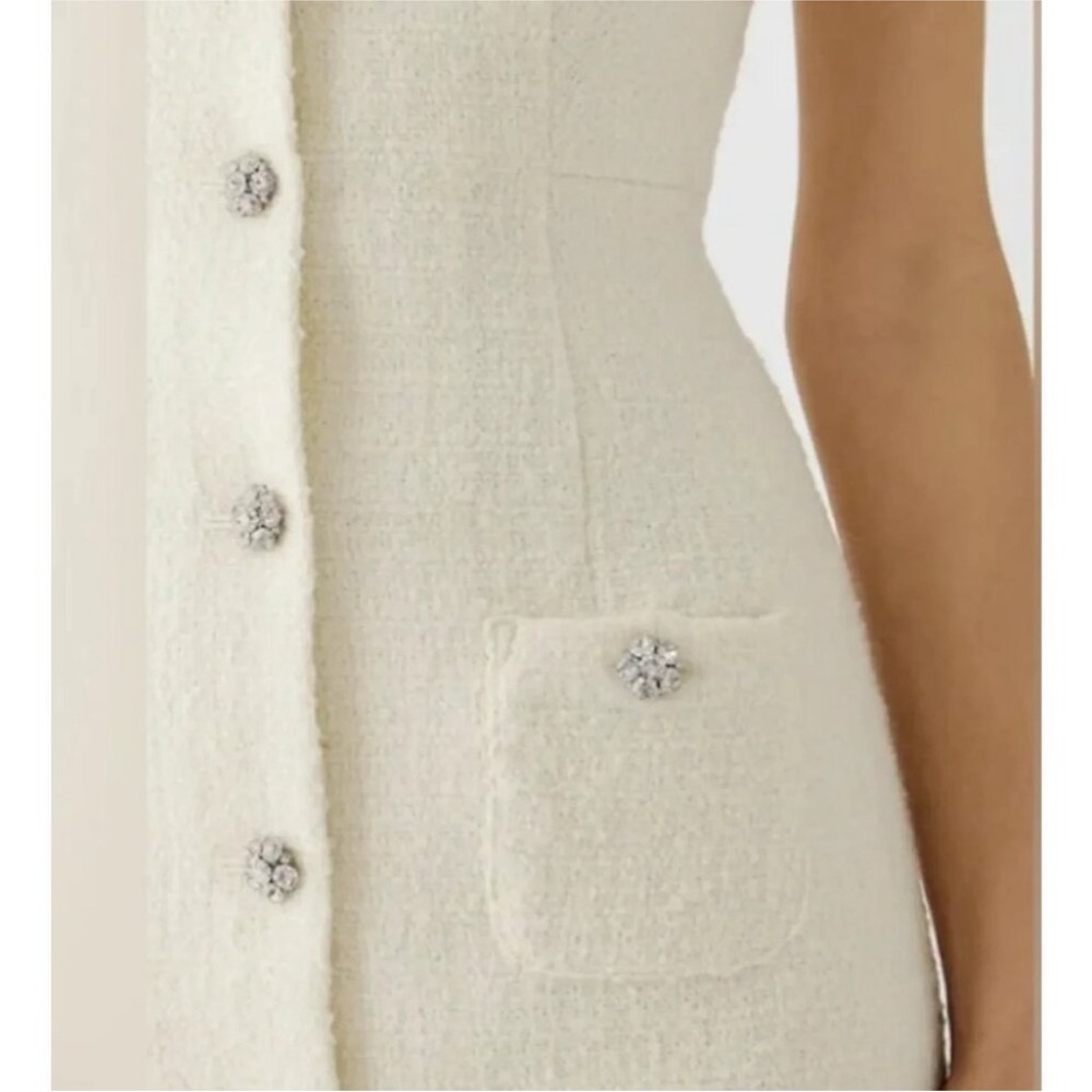 J.Crew Sophia sleeveless mini in natural tweed jewel button dress (size 8) - Picture 2 of 7